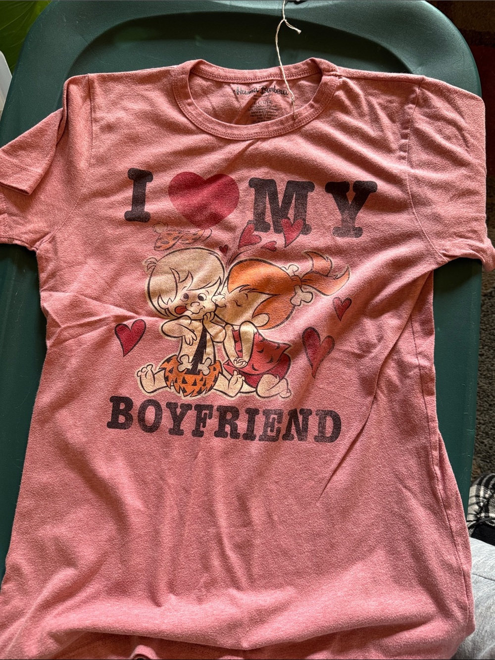 Women's Pink Graphic 'I Love My Boyfriend' Short Sleeve Tee